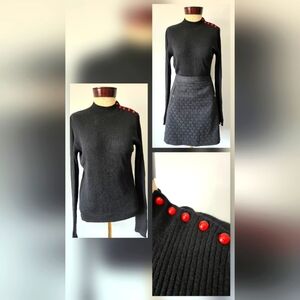 ERDOS 100% Cashmere Mock Neck Sweater With Ladybug Shoulders.Size 160/84a /Small